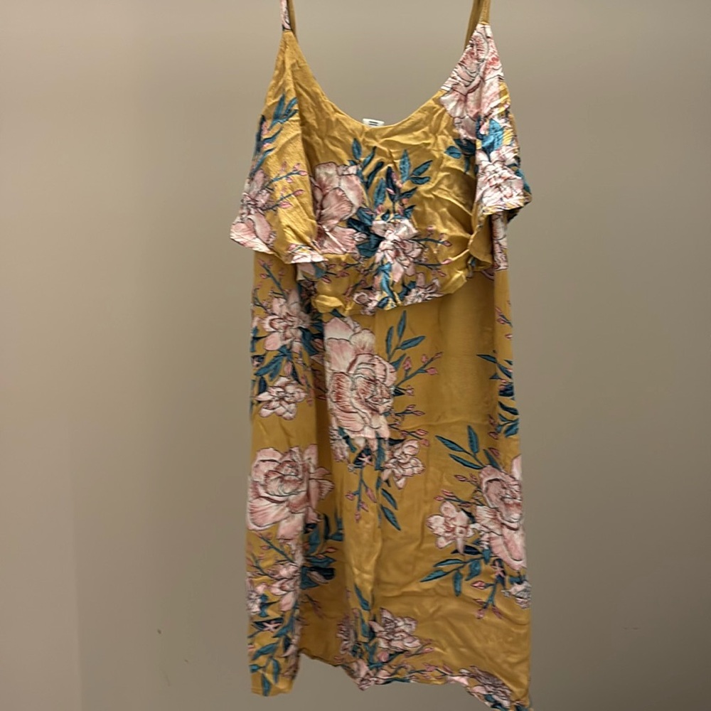 Billabong mustard floral print tank dress nwot
